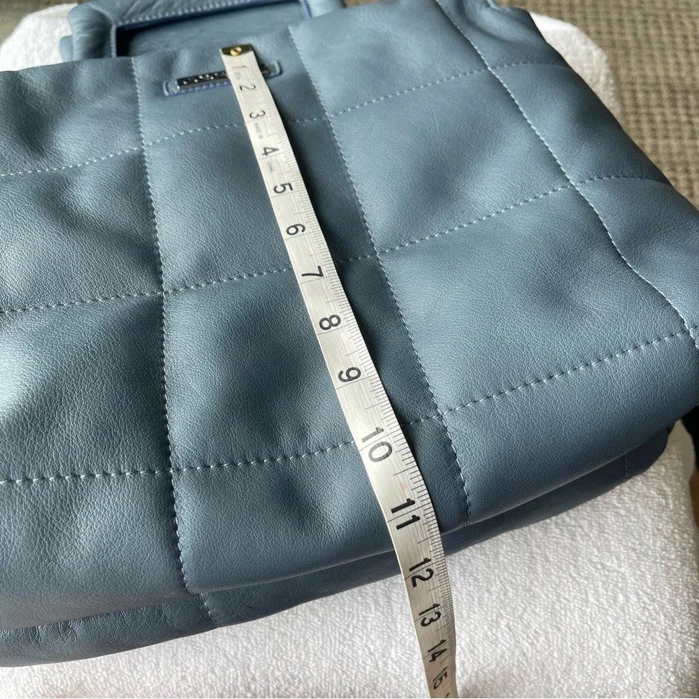 GIORGIA MILANI Made in Italy Medium Blue Leather Puffed Quilted Satchel.